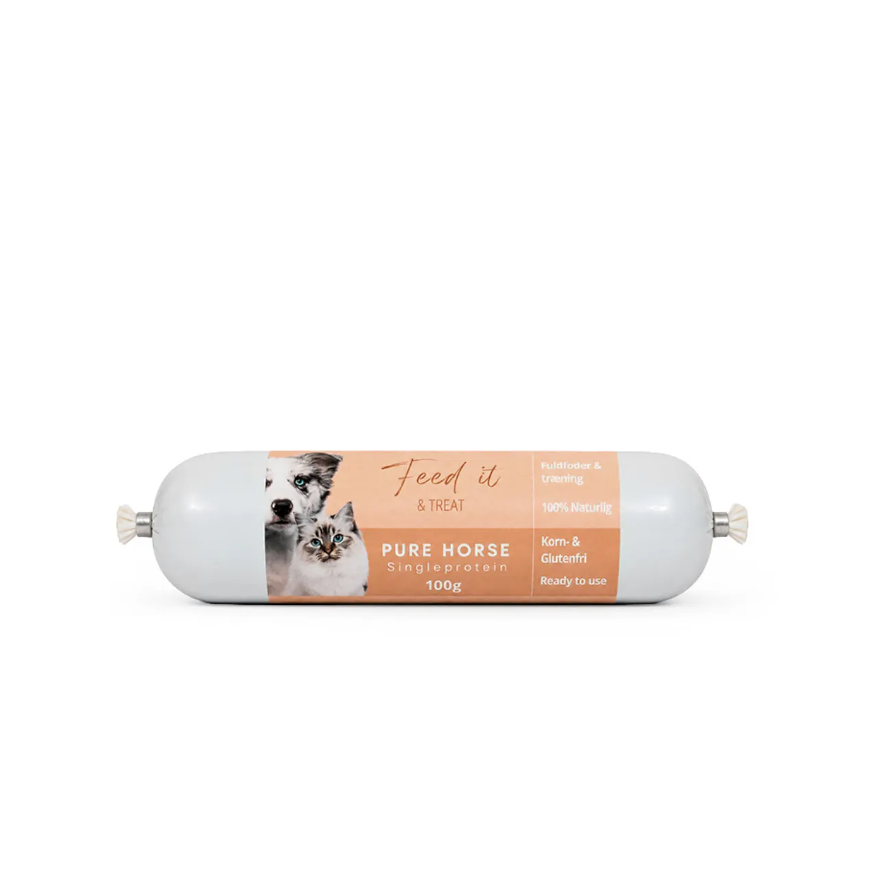 Feedit & Treat Pure hest 100 g - naturlig hesteskærepølse til hund og kat